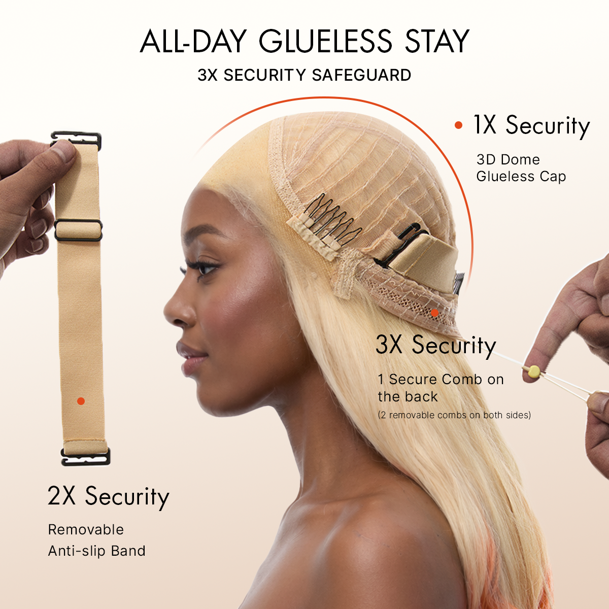 613 Blonde to Ginger Ombre Body Wave Glueless Ear-to-ear 13x4 HD Lace Front Wig Pre-Cut Lace Flexi-Fit Drawstring Cap