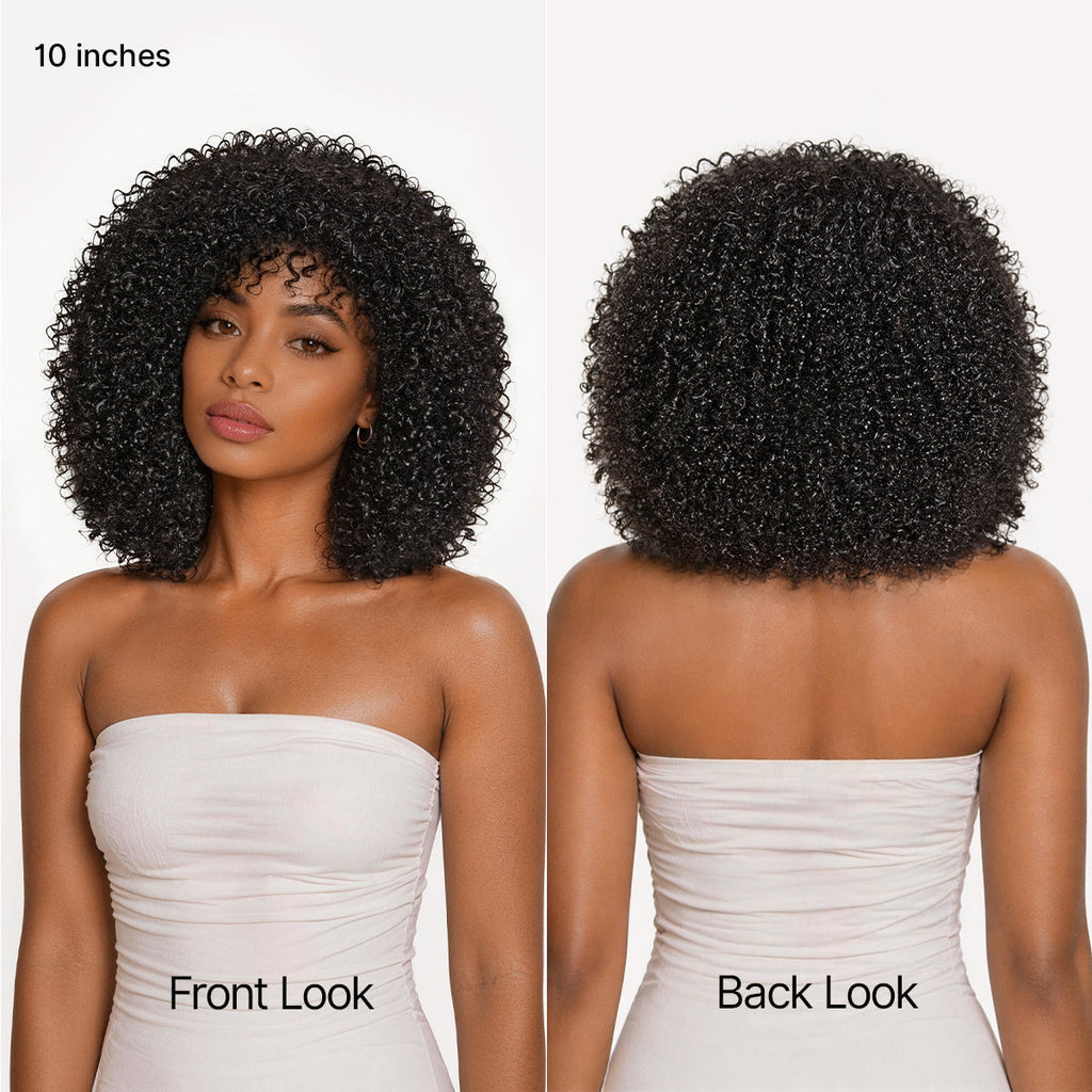 Throw On & Go 200% Density Natural Black Afro Curly No Lace Glueless Short Wig