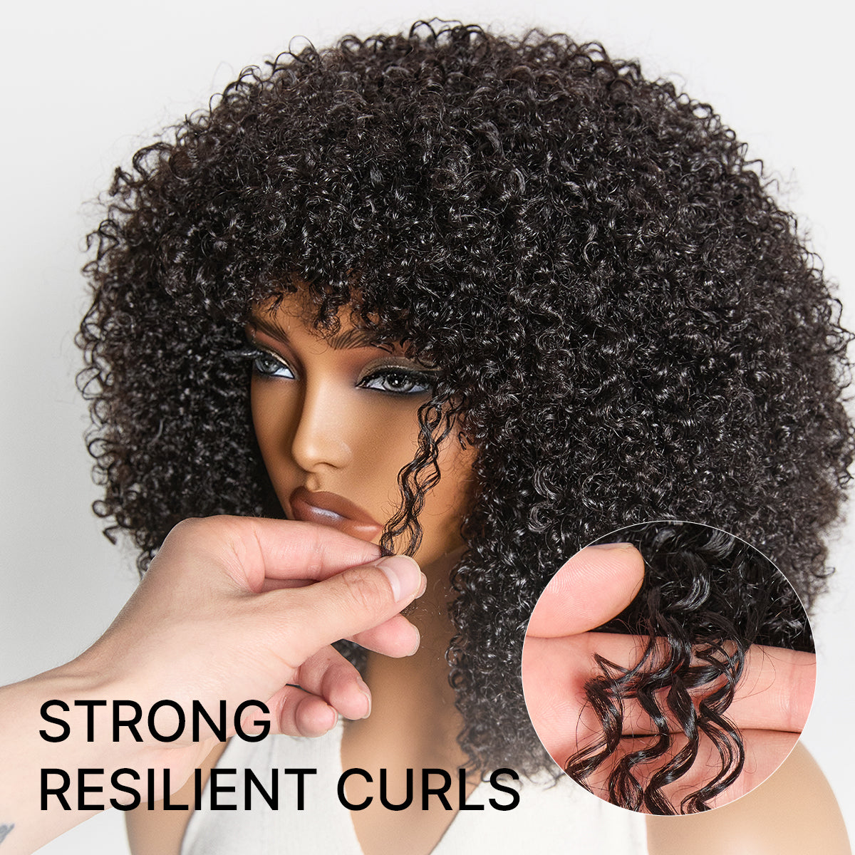 Throw On & Go 200% Density Natural Black Afro Curly No Lace Glueless Short Wig