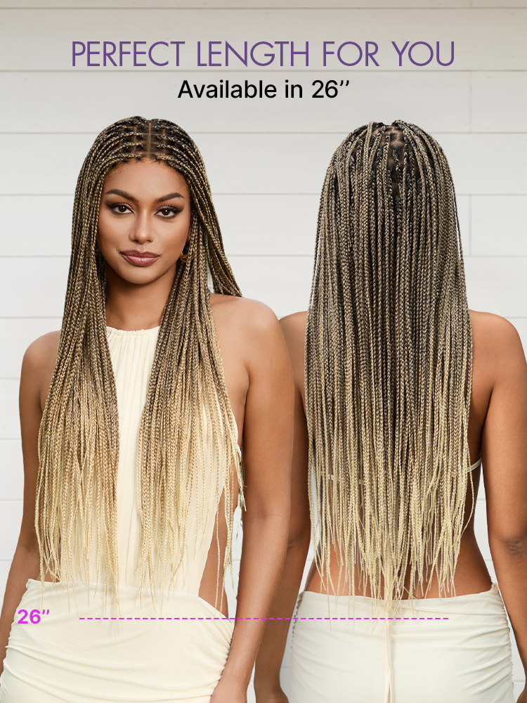 OwnScalp™ Lightweight Salon-Like Braids with a Real Scalp Look Full HD Lace Knotless Box Braided Wig Flexi-Fit Invisi Drawstring Cap - US Only