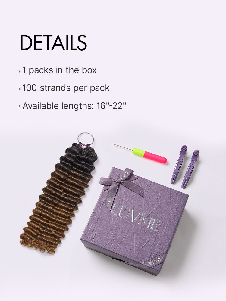 Readitress™ Pre-Separated Feather Crochet Human Hair for Miracle Knots Boho Braids | Ombre Brown Deep Wave Protective Style (Free Gifts Included)