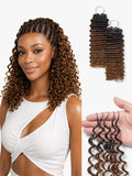 Readitress™ Pre-Separated Feather Crochet Human Hair for Miracle Knots Boho Braids | Ombre Brown Deep Wave Protective Style (Free Gifts Included)