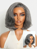 Boss Vibe Salt & Pepper Layered Bob Glueless Pre-Cut Minimalist HD Lace Grey Wig