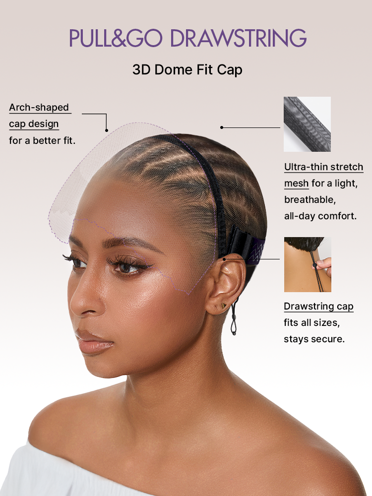 PreMax 180% Density Water Wave Glueless Flexi-Fit Drawstring 13x4 Frontal Lace Fluffy Curly Pre-Cut Lace Wig, 360-Like Design Allows Ponytail & Updo