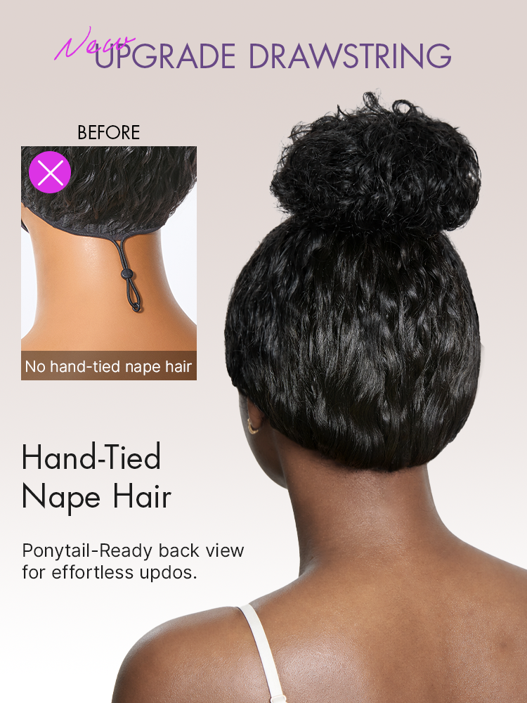 PreMax 180% Density Water Wave Glueless Flexi-Fit Drawstring 13x4 Frontal Lace Fluffy Curly Pre-Cut Lace Wig, 360-Like Design Allows Ponytail & Updo