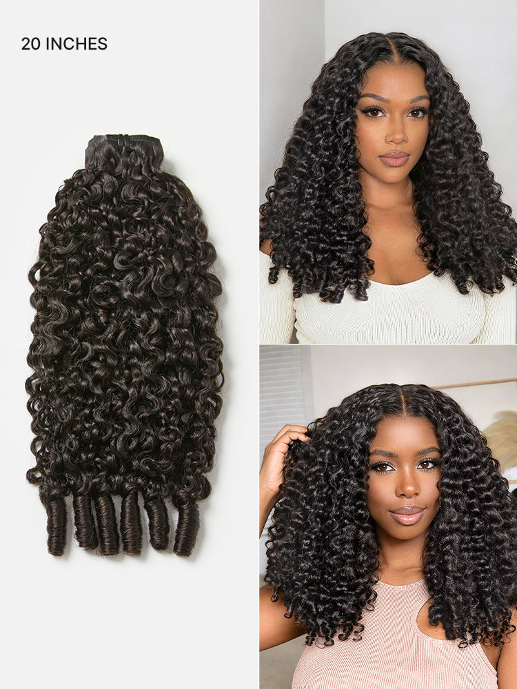 New Customers Only | Burmese Curly Finger Coil Ends Seamless Clip in Extensions Real Human Hair Pieces 135g 9pcs / 7pcs with Free Gift