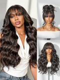 New Customers Only | Luvme All-Day Comfort™ Wig 180% Density Loose Body Wave Glueless 7x6 Closure HD Lace Human Hair Wig with Bangs Pre-Cut Lace