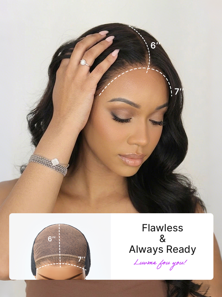 New Customers Only | Luvme All-Day Comfort™ Wig 180% Density Loose Body Wave Glueless 7x6 Closure HD Lace Human Hair Wig with Bangs Pre-Cut Lace