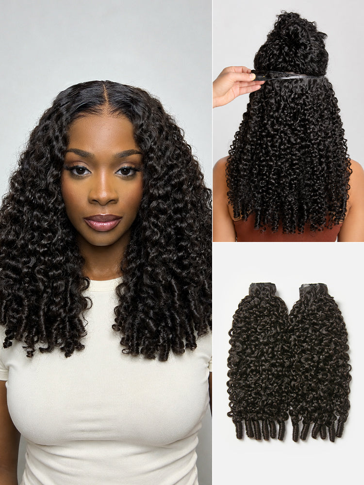 Burmese Curly Finger Coil Ends Seamless Clip in Extensions Real Human Hair Pieces 135g 9pcs / 7pcs with Free Gift