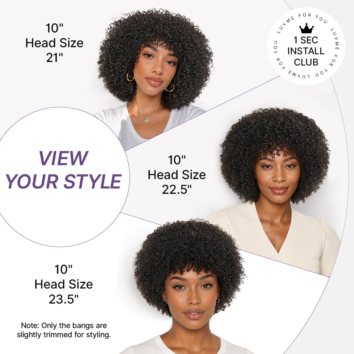 Throw On & Go 200% Density Natural Black Afro Curly No Lace Glueless Short Wig