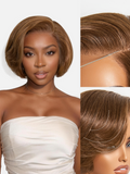 Chestnut Brown Elegant Glueless Minimalist HD Lace Short Pixie Cut Wig with Bangs