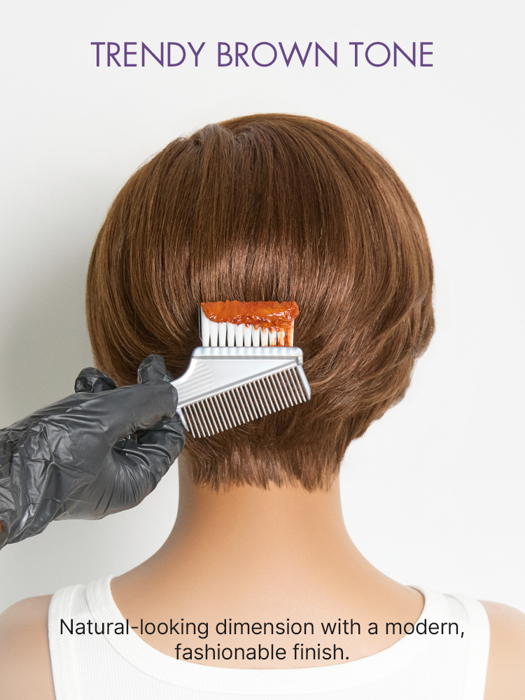 Chestnut Brown Elegant Glueless Minimalist HD Lace Short Pixie Cut Wig with Bangs