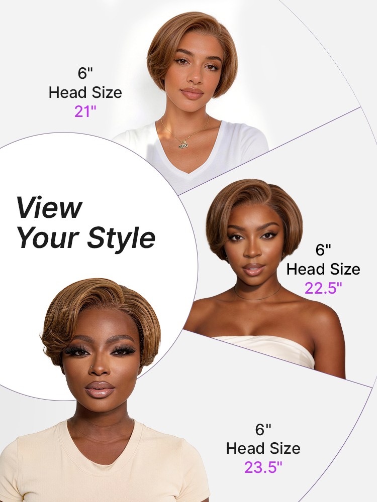 Chestnut Brown Elegant Glueless Minimalist HD Lace Short Pixie Cut Wig with Bangs
