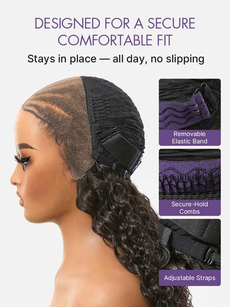 Boho Fulani Braids Water Wave 13x4 Frontal Lace Wig Pre-cut Lace Human Hair