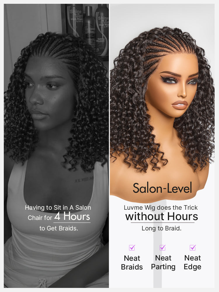 20''+$10=22''|Readitress™ Knotless Fulani Braids Deep Wave Glueless Ear-to-ear 13x4 Frontal HD Lace Wig Human Hair