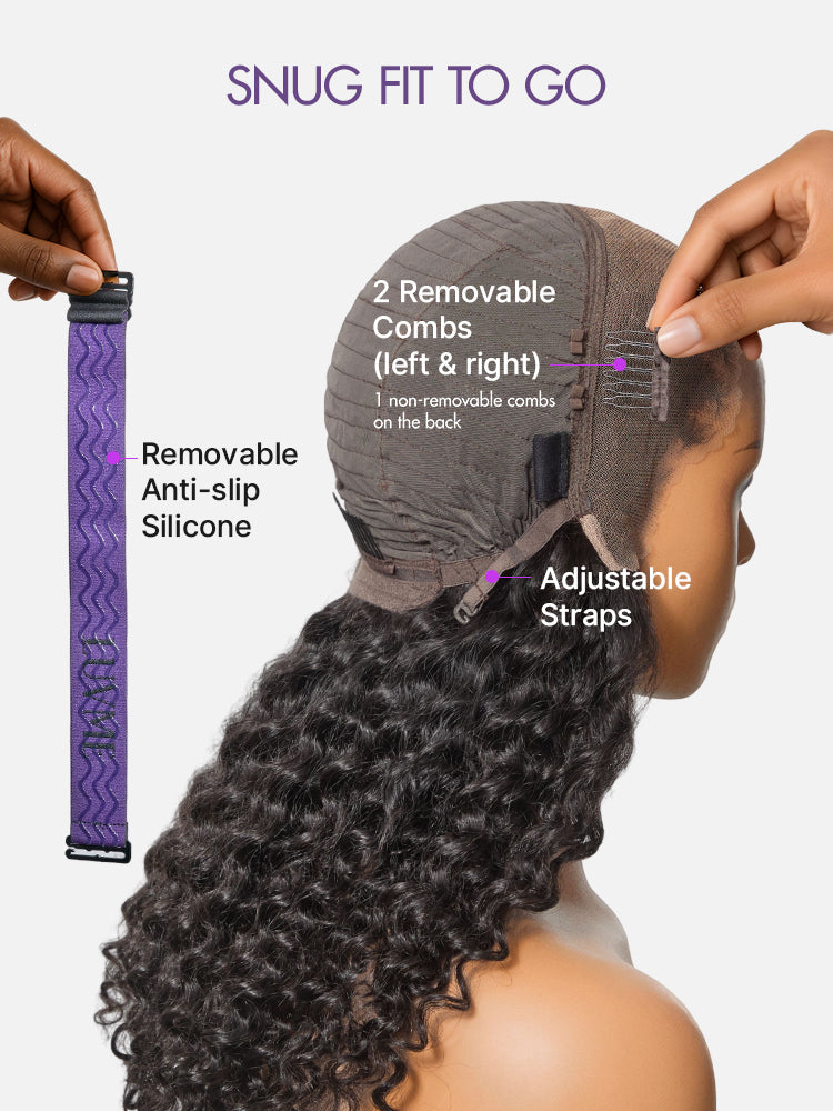 Readitress™ Knotless Fulani Braids Deep Wave Glueless Ear-to-ear 13x4 Frontal HD Lace Wig Human Hair