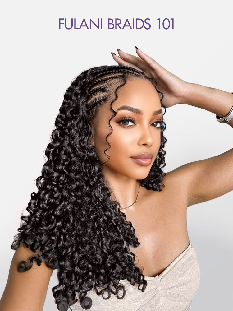 Readitress™ Knotless Fulani Braids Deep Wave Glueless Ear-to-ear 13x4 Frontal HD Lace Wig Human Hair