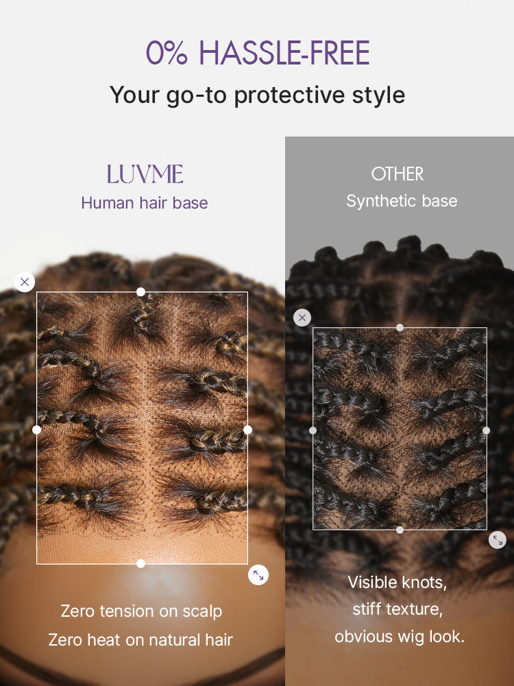 New Customers Only | OwnScalp™ Ombre Honey Blonde French Curl Knotless Boho Braids HD Full Lace Long Wig Flexi Fit Invisi Drawstring Cap - US Only
