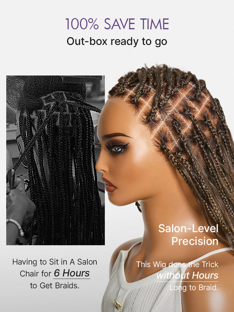 New Customers Only | OwnScalp™ Ombre Honey Blonde French Curl Knotless Boho Braids HD Full Lace Long Wig Flexi Fit Invisi Drawstring Cap - US Only