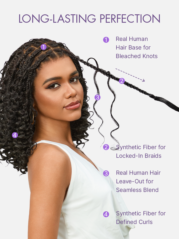 OwnScalp™ HD Full Lace Knotless Boho Curls Braided Bob Pre-Cut Lace Wig Flexi Fit Invisi Drawstring Cap