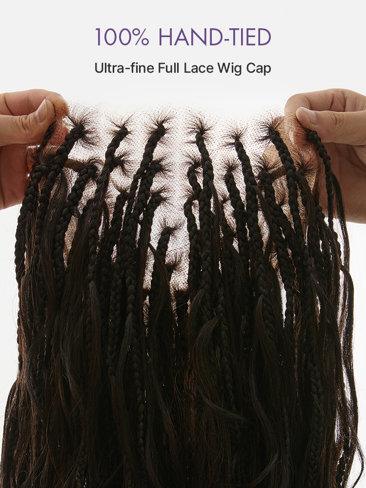 OwnScalp™ HD Full Lace Knotless Boho Curls Braided Bob Pre-Cut Lace Wig Flexi Fit Invisi Drawstring Cap