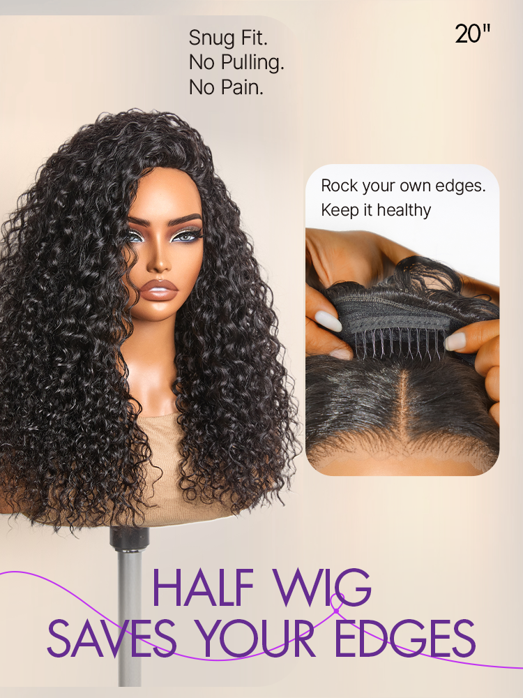 Luvme Too Easy Texture™ 3-In-1 Half Wig 180% Density Water Wave Glueless Flexi-Fit Drawstring Wig