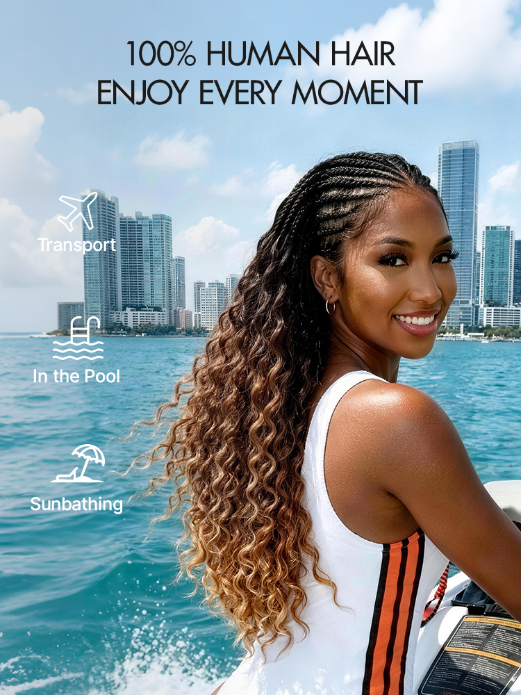 Readitress™ Pre-Separated Feather Crochet Human Hair for Miracle Knots Boho Braids | Ombre Brown Deep Wave Protective Style (Free Gifts Included)