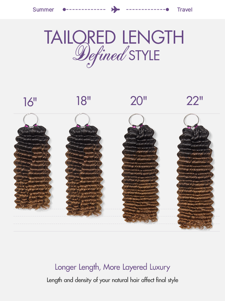 Readitress™ Pre-Separated Feather Crochet Human Hair for Miracle Knots Boho Braids | Ombre Brown Deep Wave Protective Style (Free Gifts Included)