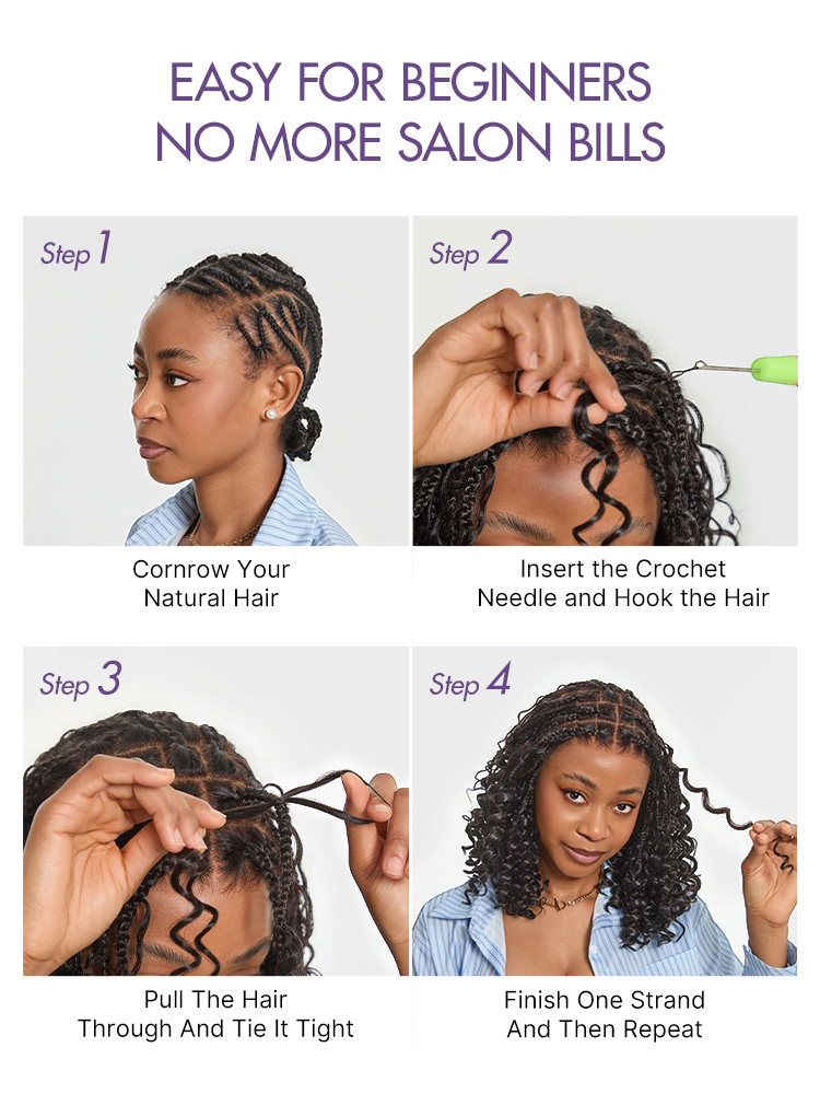 Readitress™ Pre-Separated Feather Crochet Human Hair for Miracle Knots Boho Braids | Ombre Brown Deep Wave Protective Style (Free Gifts Included)
