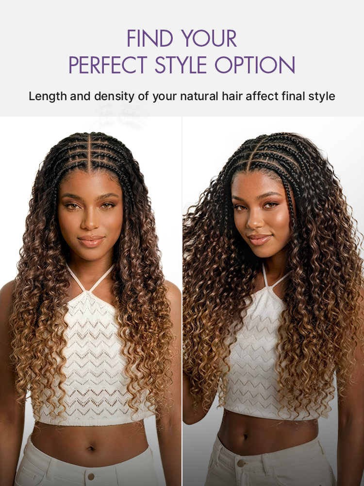 Readitress™ Pre-Separated Feather Crochet Human Hair for Miracle Knots Boho Braids | Ombre Brown Deep Wave Protective Style (Free Gifts Included)