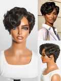 Beginner Friendly Natural Black Lightweight Roll Curl Glueless Minimalist HD Lace Short Pixie Cut Wig Pre Cut Lace