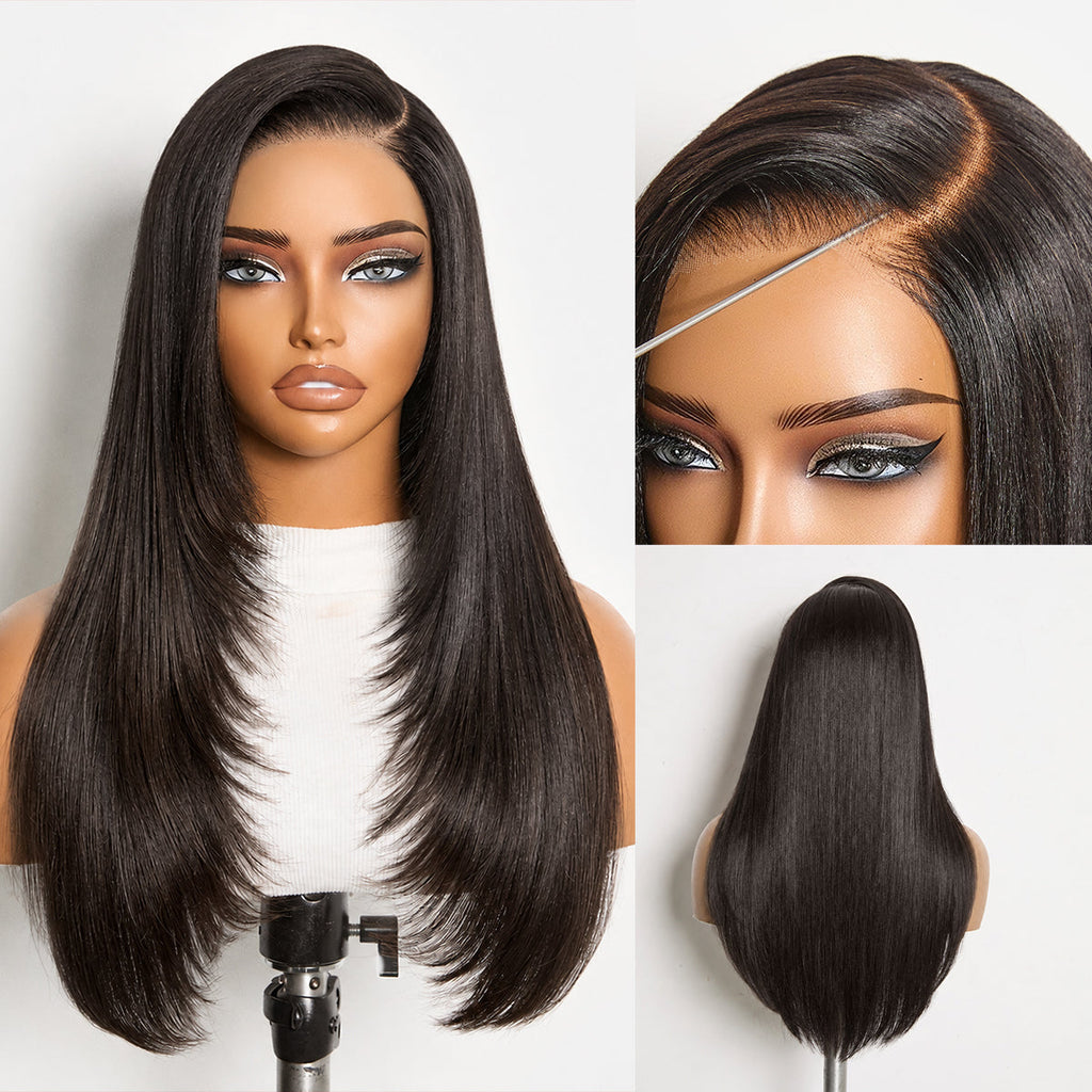 New Customers Only | Luvme All-Day Comfort™ Wig Layered Light Yaki Straight Glueless 7x6 Closure HD Lace Human Hair Wig Pre-Cut Lace