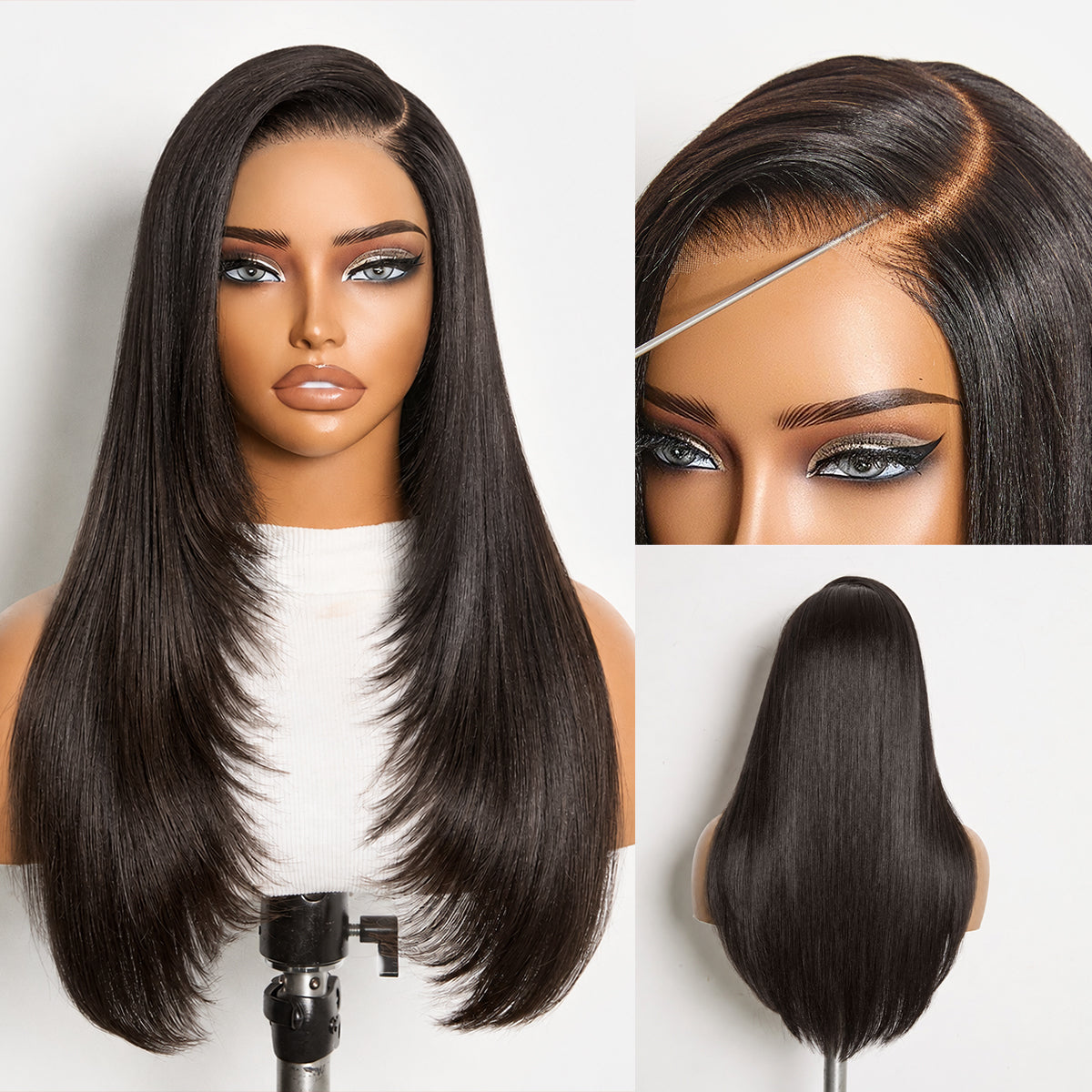 New Customers Only | Luvme All-Day Comfort™ Wig Layered Light Yaki Straight Glueless 7x6 Closure HD Lace Human Hair Wig Pre-Cut Lace