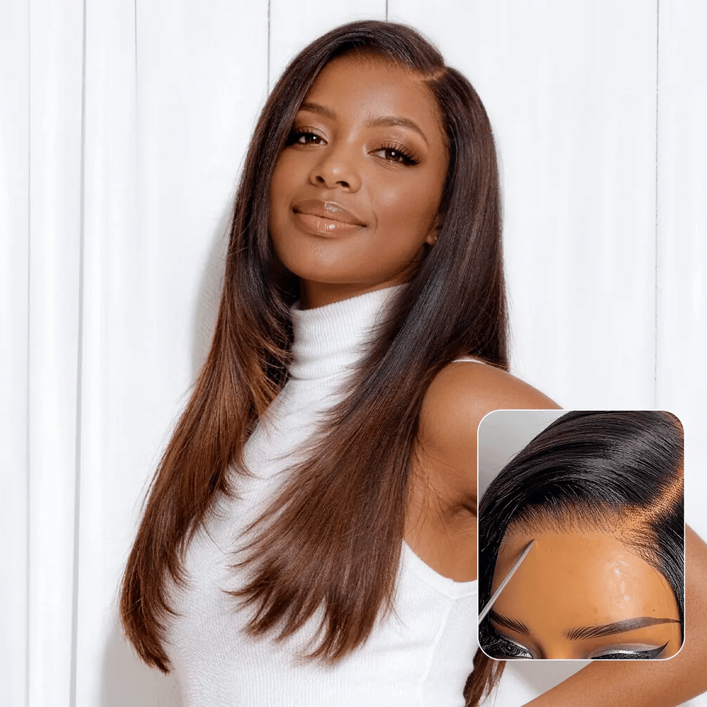 New Customers Only | Luvme All-Day Comfort™ Wig Layered Light Yaki Straight Glueless 7x6 Closure HD Lace Human Hair Wig Pre-Cut Lace