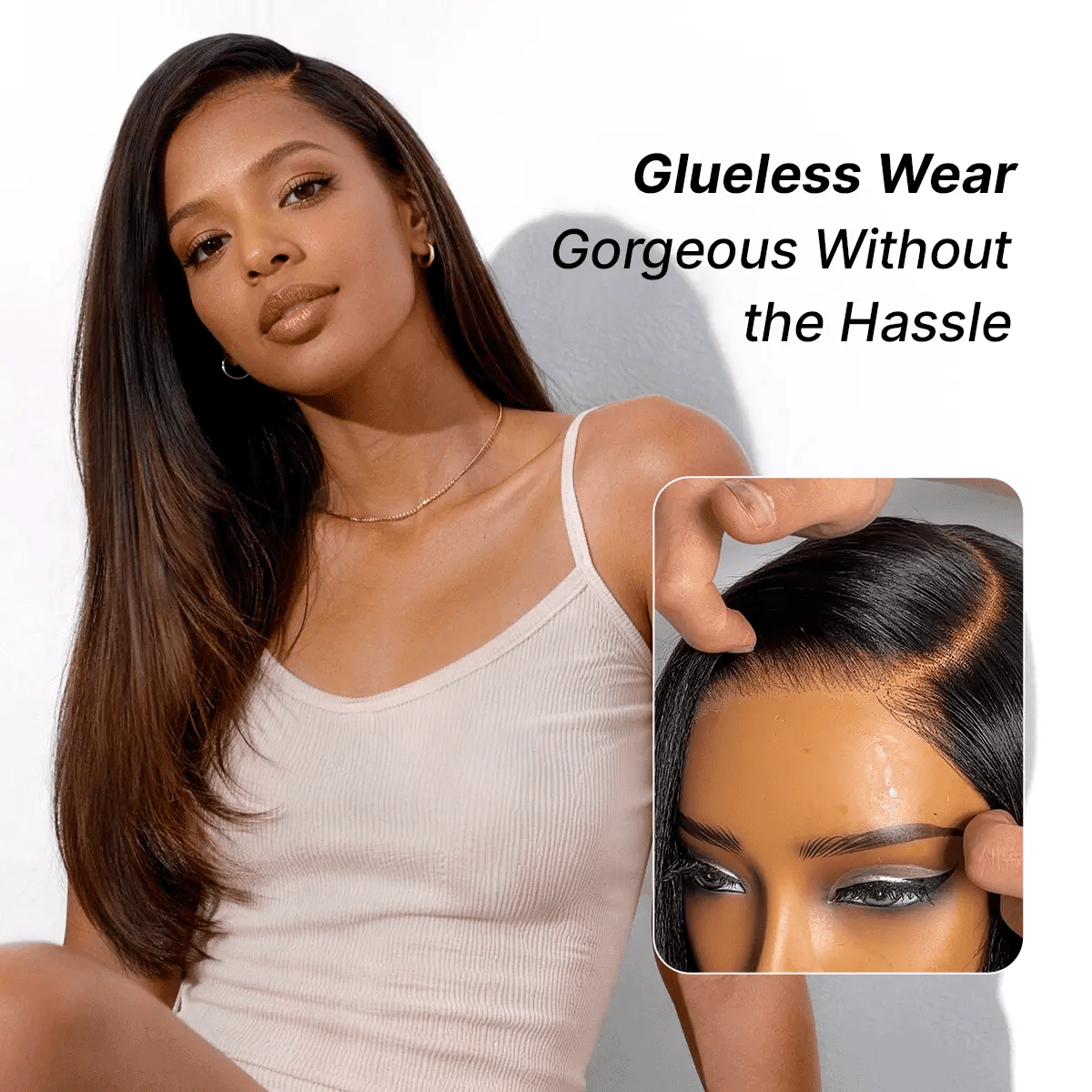 New Customers Only | Luvme All-Day Comfort™ Wig Layered Light Yaki Straight Glueless 7x6 Closure HD Lace Human Hair Wig Pre-Cut Lace