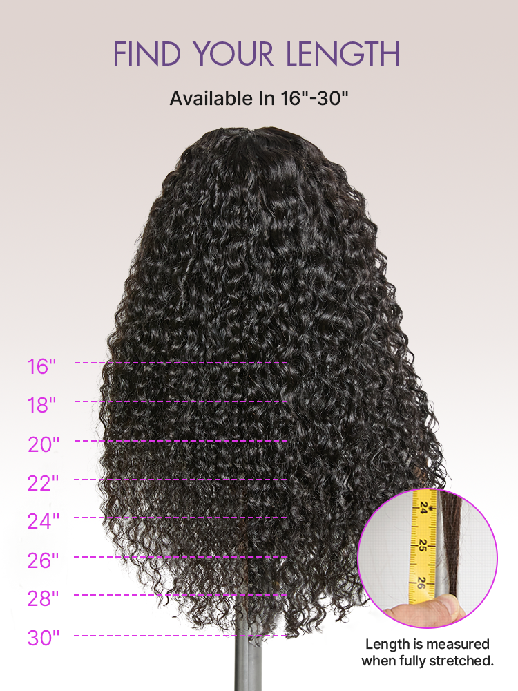 PreMax 180% Density Water Wave Glueless Flexi-Fit Drawstring 13x4 Frontal Lace Fluffy Curly Pre-Cut Lace Wig, 360-Like Design Allows Ponytail & Updo