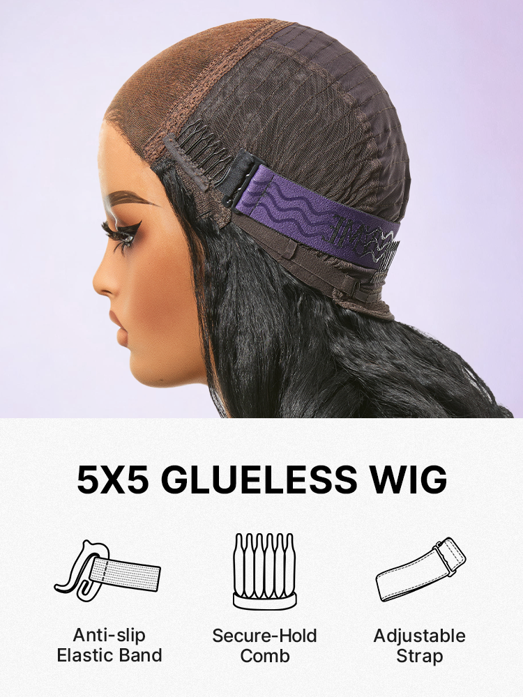 180% Density Effortless Natural Black Kinky Straight 5x5 HD Lace Loose Wave Wig Pre-cut Lace