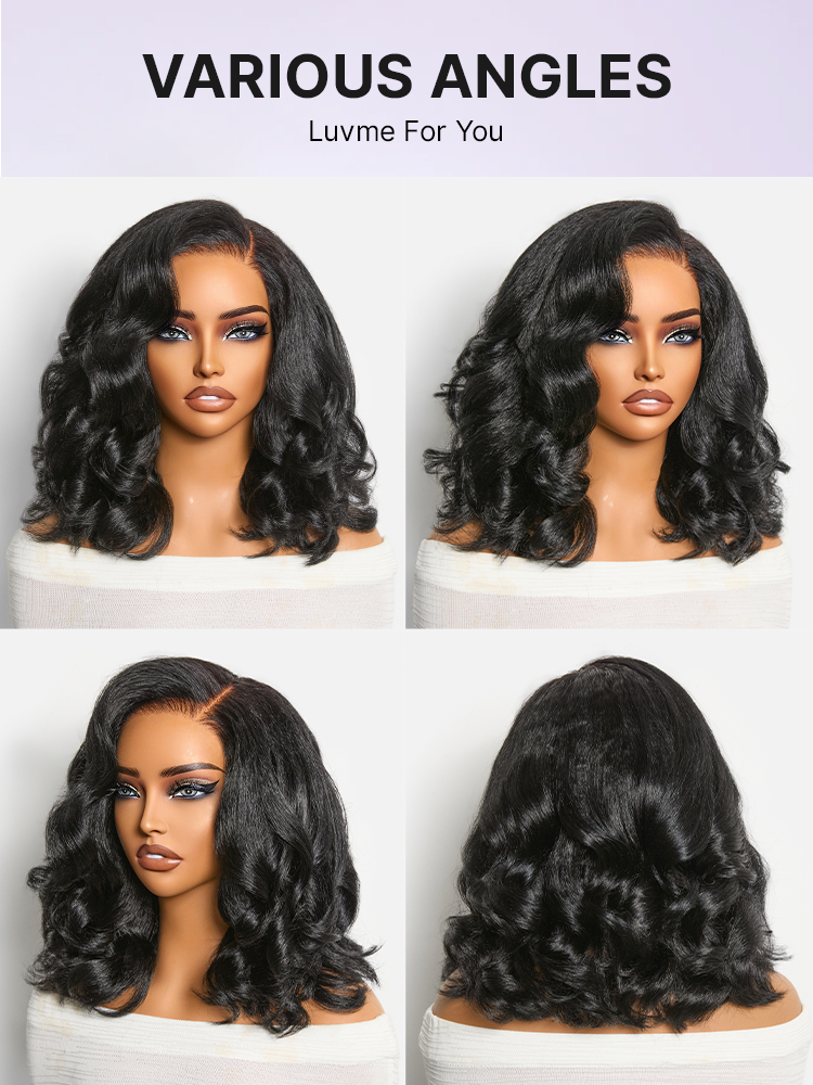 180% Density Effortless Natural Black Kinky Straight 5x5 HD Lace Loose Wave Wig Pre-cut Lace