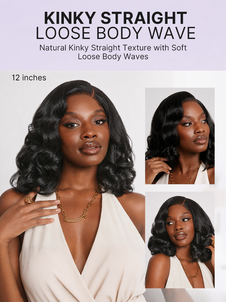 180% Density Effortless Natural Black Kinky Straight 5x5 HD Lace Loose Wave Wig Pre-cut Lace