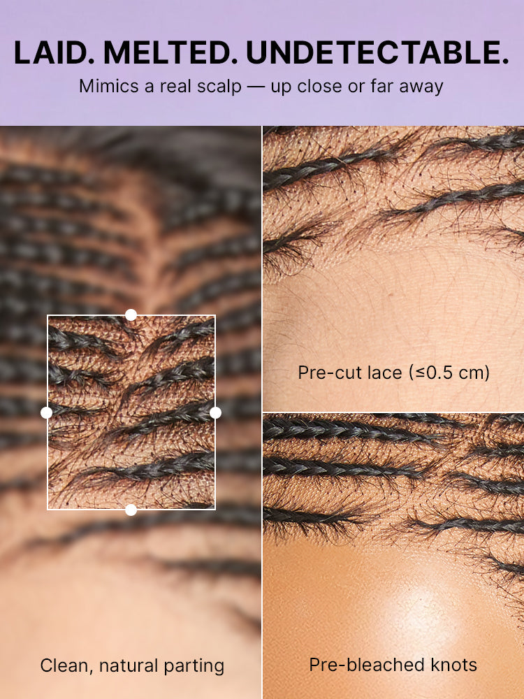 Side-Parted Fulani Braids Straight 13x4 Frontal Lace Bob Wig Pre-cut Lace