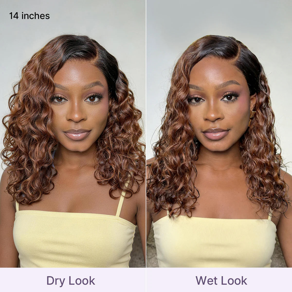 Ready to Go Ombre Brown Water Wave Short Curly Bob Wig Glueless Minimalist HD Lace Wig Pre-Cut Lace