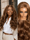All Day Curl Hold Honey Chestnut Brown 180% Density Loose Wave 7x6 Closure HD Lace Glueless Wig Pre-Cut Lace