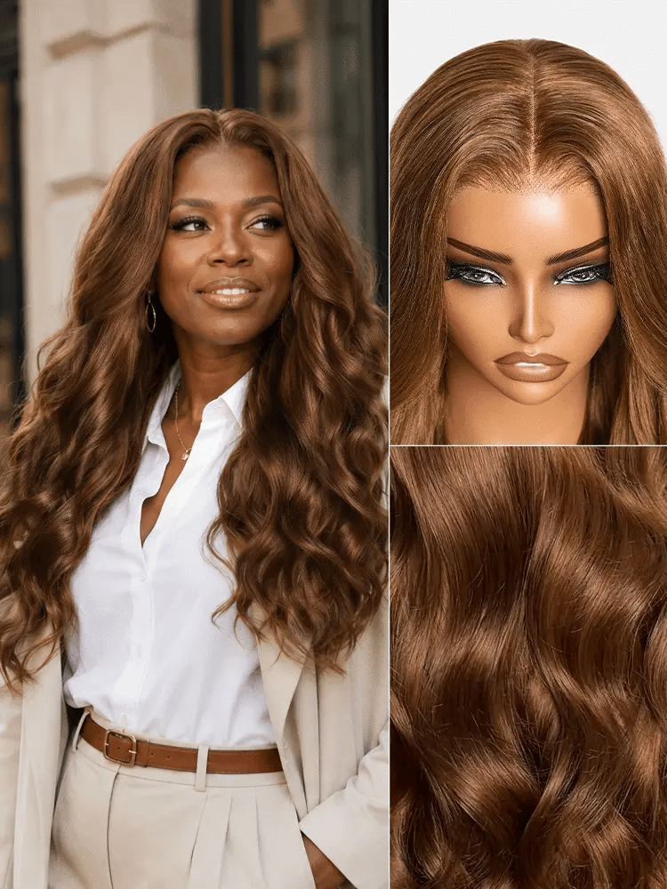 All Day Curl Hold Honey Chestnut Brown 180% Density Loose Wave 7x6 Closure HD Lace Glueless Wig Pre-Cut Lace