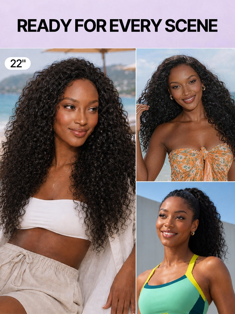 Luvme Too Easy Texture™ 3-In-1 Half Wig 180% Density Water Wave Glueless Flexi-Fit Drawstring Wig