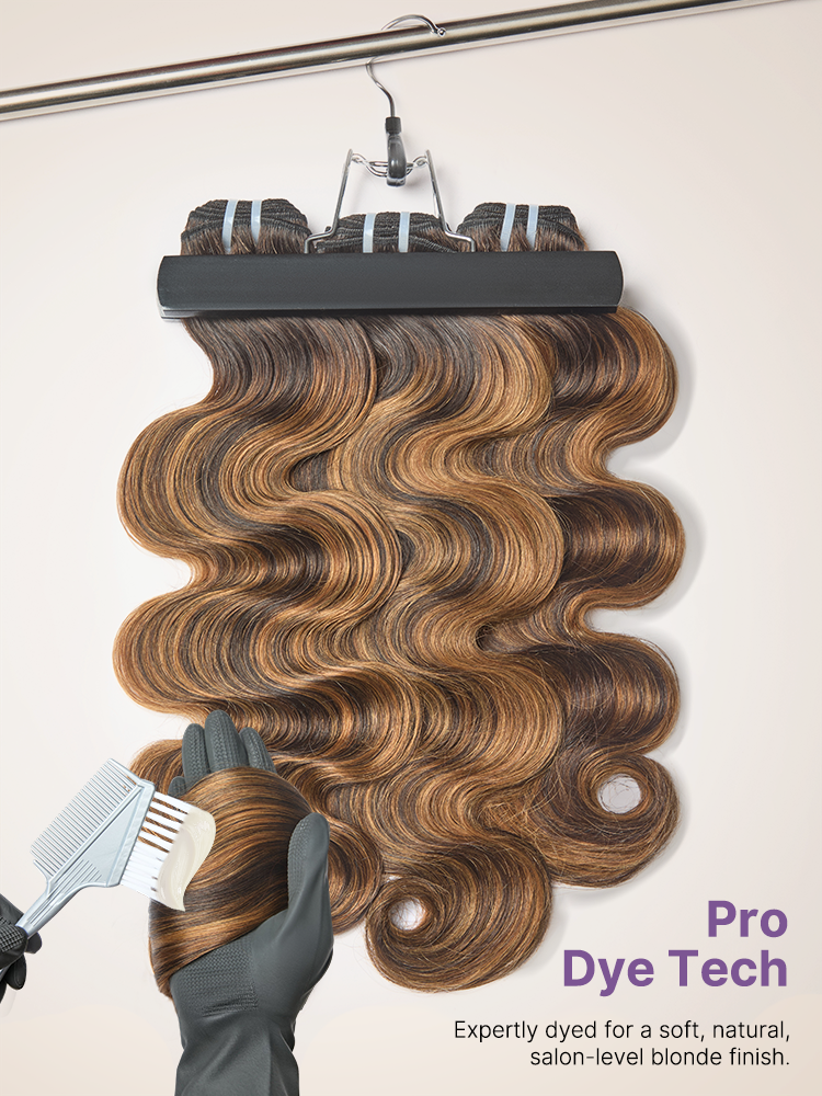 Brown Highlight Body Wave Bundles 100% Premium Remy Human Hair Bundles 1pc / 3pcs