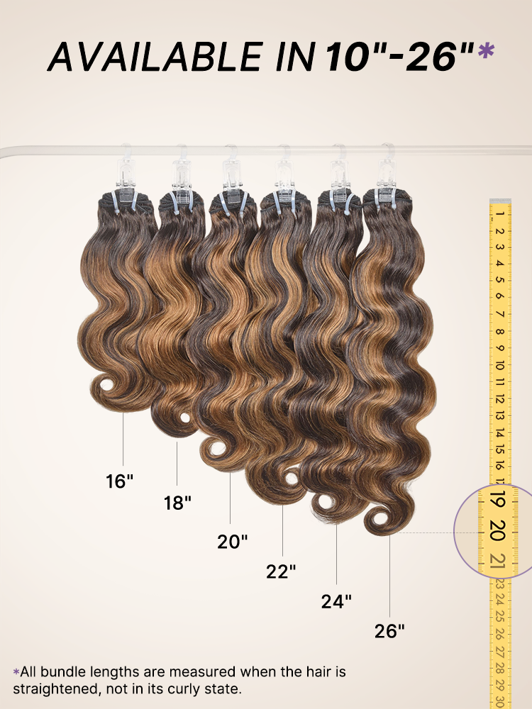 Brown Highlight Body Wave Bundles 100% Premium Remy Human Hair Bundles 1pc / 3pcs
