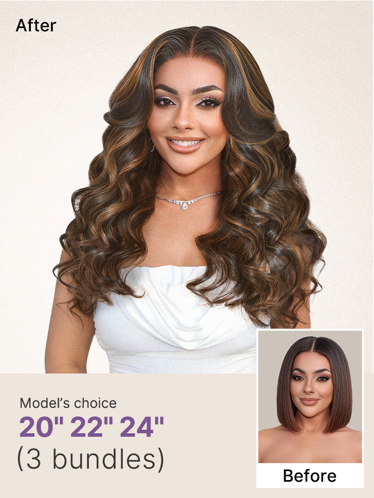 Brown Highlight Body Wave Bundles 100% Premium Remy Human Hair Bundles 1pc / 3pcs