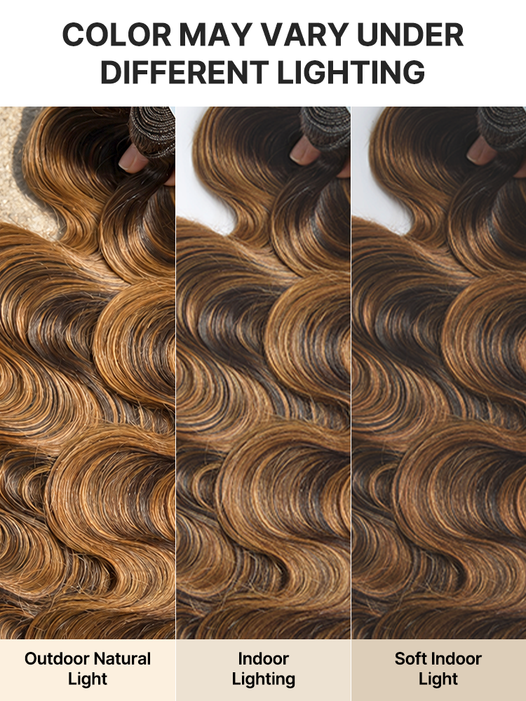 Brown Highlight Body Wave Bundles 100% Premium Remy Human Hair Bundles 1pc / 3pcs