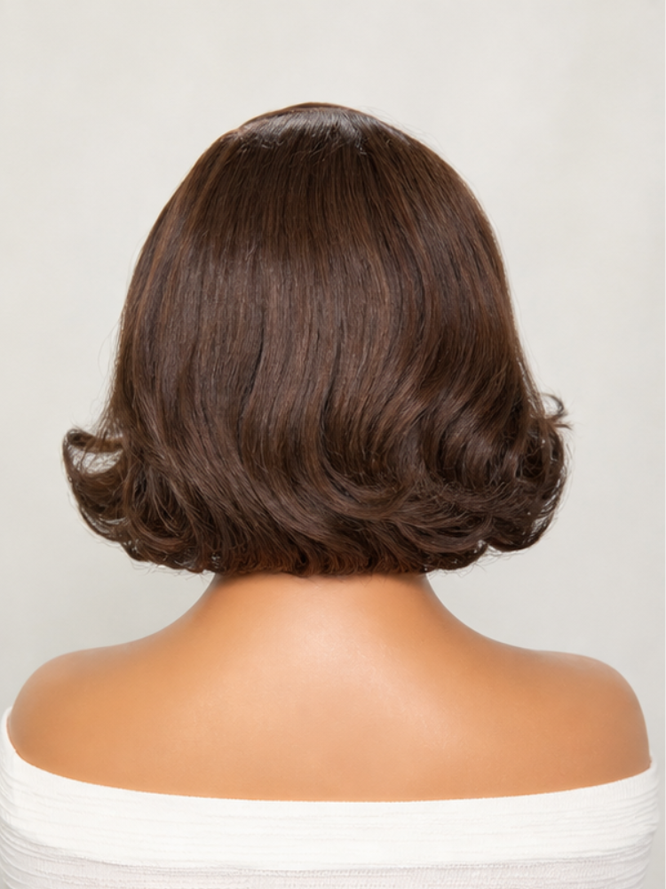 PreMax Wigs | Super Natural Hairline Caramel Chestnut Brown Bob Glueless 13x4 Frontal Lace Human Hair Short Wig Pre-Cut Lace