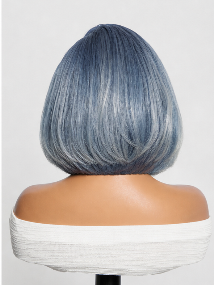 PreMax Wigs | Super Natural Hairline Smoky Blue with Silver Bob Glueless 13x4 Frontal Lace Human Hair Short Wig Pre-Cut Lace
